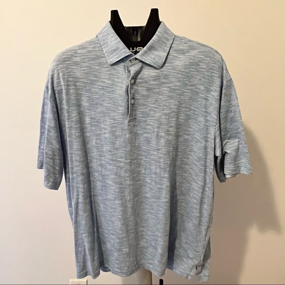 Daniel Cremieux Signature Collection Mens Heather Blue Large Golf Polo Cotton